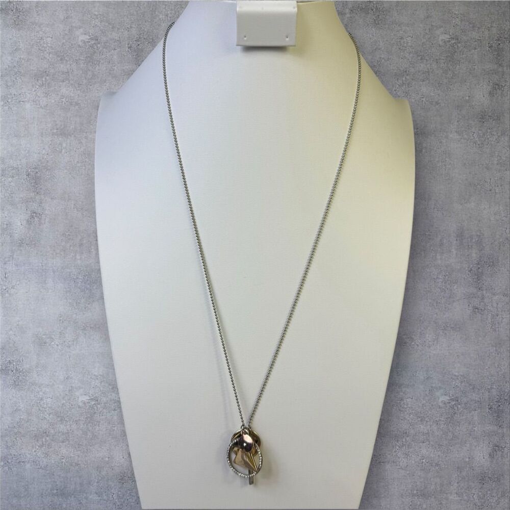 126. American Eagle Gold Tone Multiple Charm Necklace‎ with Rhinestones